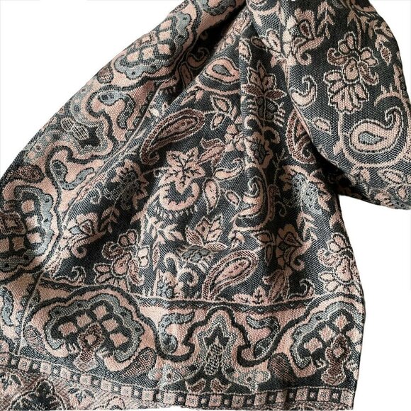 Pale Pink & Blue Boho Floral Paisley Pashmina Wrap - Picture 10 of 12